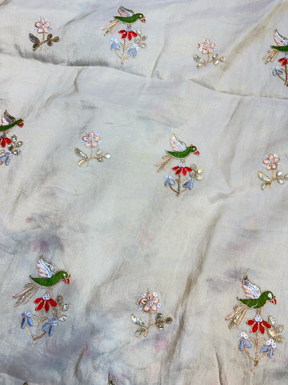 👗pure viscouse tissue zari with embroidered 🥻60inch width