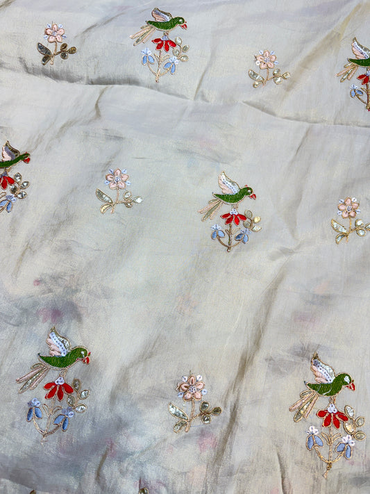 👗pure viscouse tissue zari with embroidered 🥻60inch width