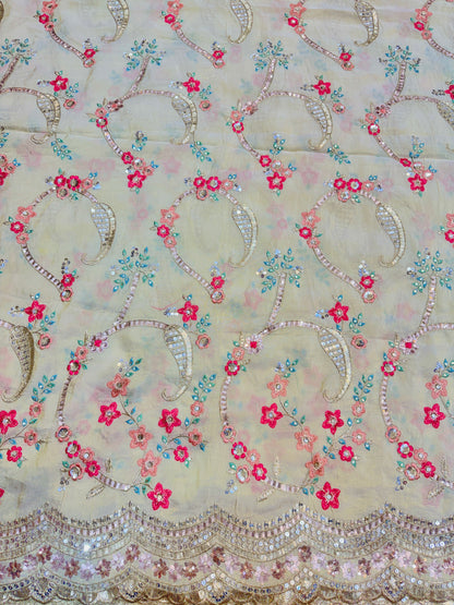 👗pure viscouse tissue zari with embroidered 🥻60 inch width