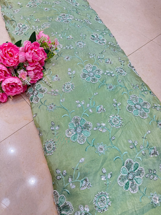 viscose  Tissue hand work Embroidery 44 inch width