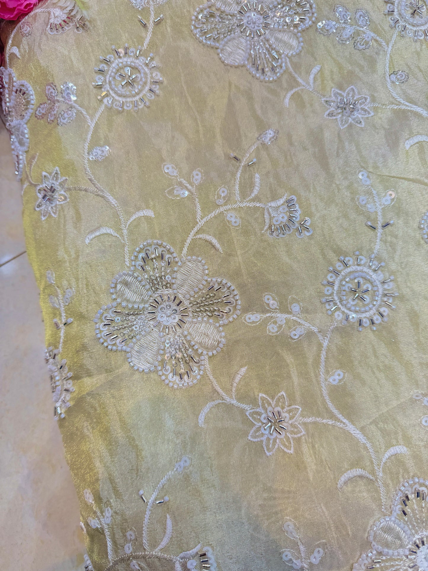 viscose  Tissue  hand work Embroidery 44 inch width