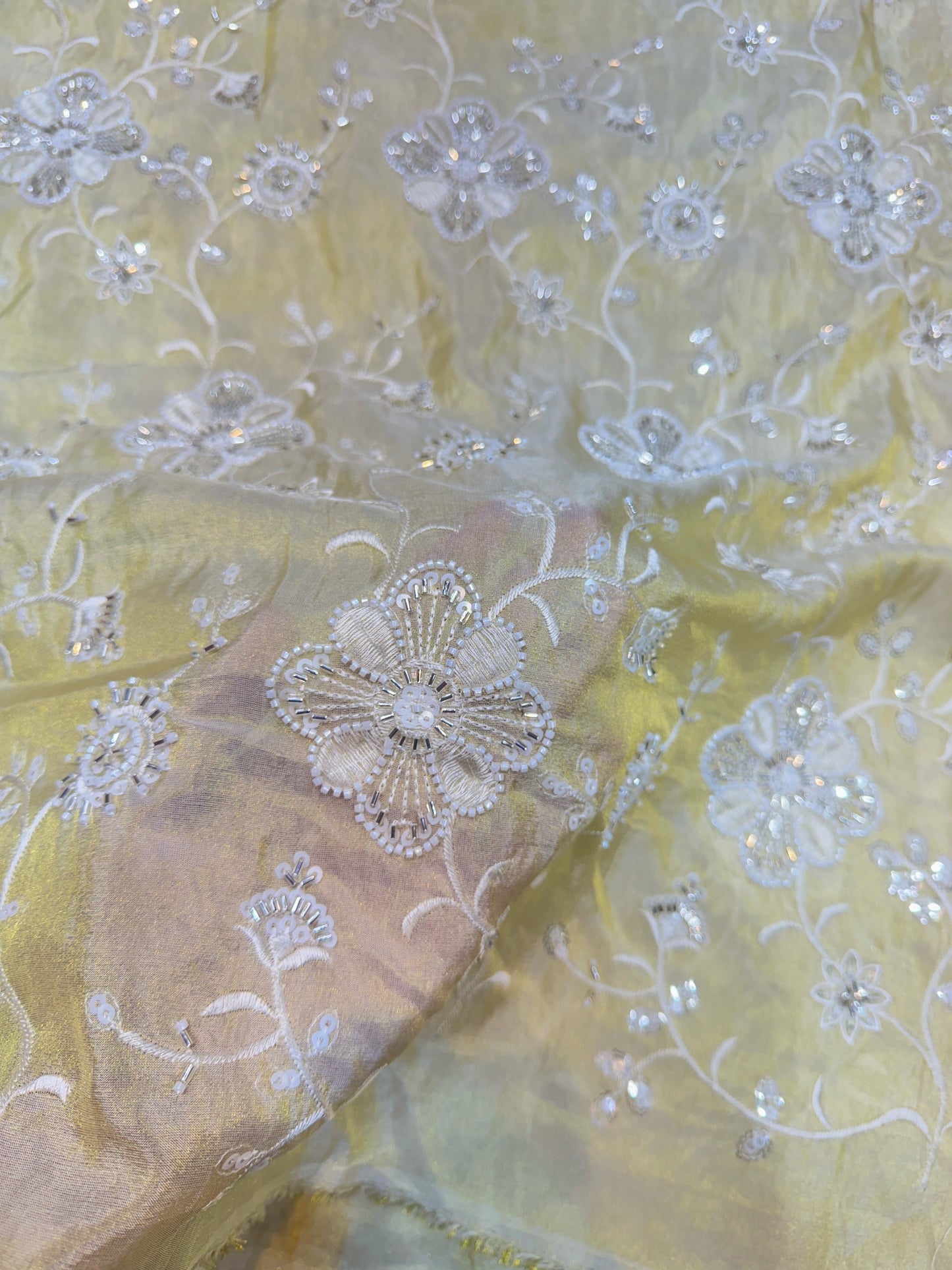 viscose  Tissue  hand work Embroidery 44 inch width