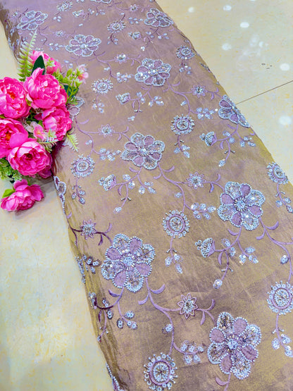 viscose  Tissue hand work Embroidery 44 inch width