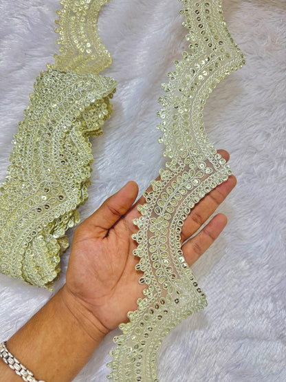 Golden Embroidered golden Lace Border for Saree, Lehenga, Dupatta & Dress Decoration (3 Inch Width) pack of (9 metr )