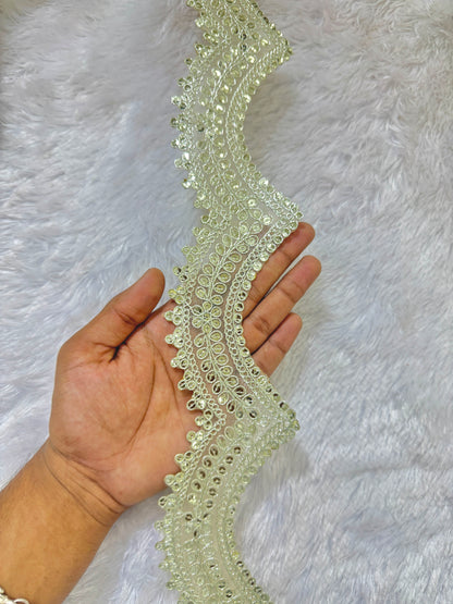 Golden Embroidered golden Lace Border for Saree, Lehenga, Dupatta & Dress Decoration (3 Inch Width) pack of (9 metr )