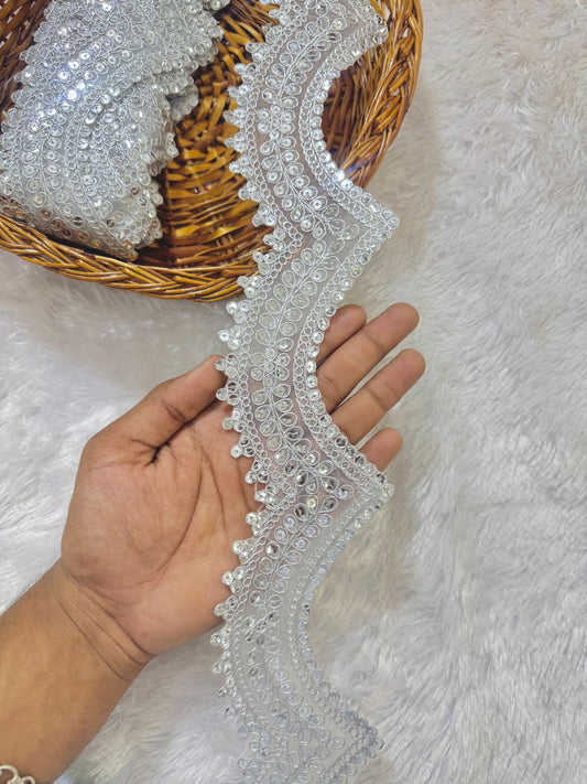 Golden Embroidered golden Lace Border for Saree, Lehenga, Dupatta & Dress Decoration (3 Inch Width) pack of (9 metr )