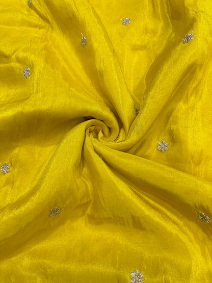 Viscouse tissu with Golden Zari Elephant Border & Floral beats Weave 44-45width