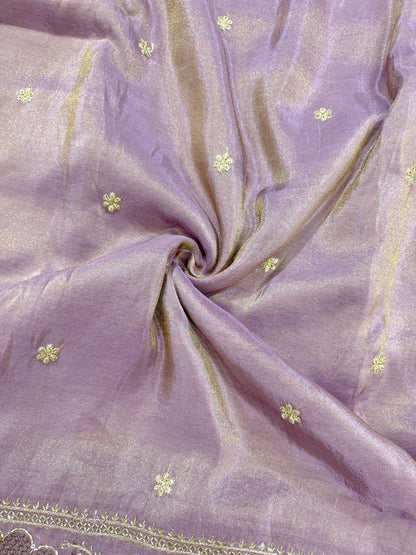 Viscouse tissu with Golde n Zari Elephant Border & Floral beats Weave 44-45width