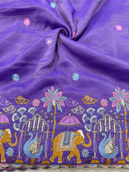 PURE TISSUE MULTI EMBRODERY DAAAMAN STYLE 44-45width LEVANDER