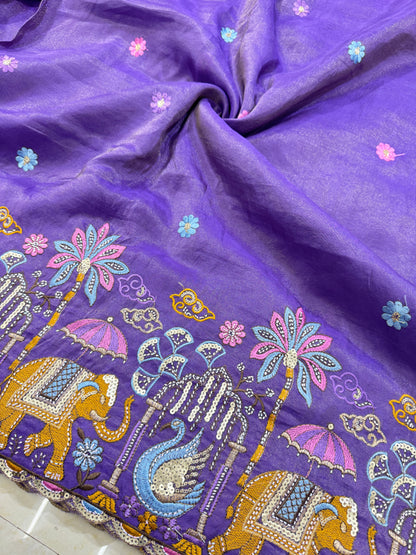 PURE TISSUE MULTI EMBRODERY DAAAMAN STYLE 44-45width LEVANDER