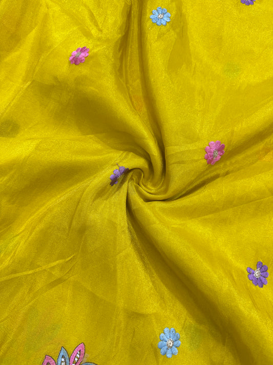 PURE TISSUE MULTI EMBRODERY DAAAMAN STYLE 44-45width YELLOW