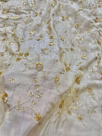 Pure Zari Tissue Handwork Embriodery 44 Inch width