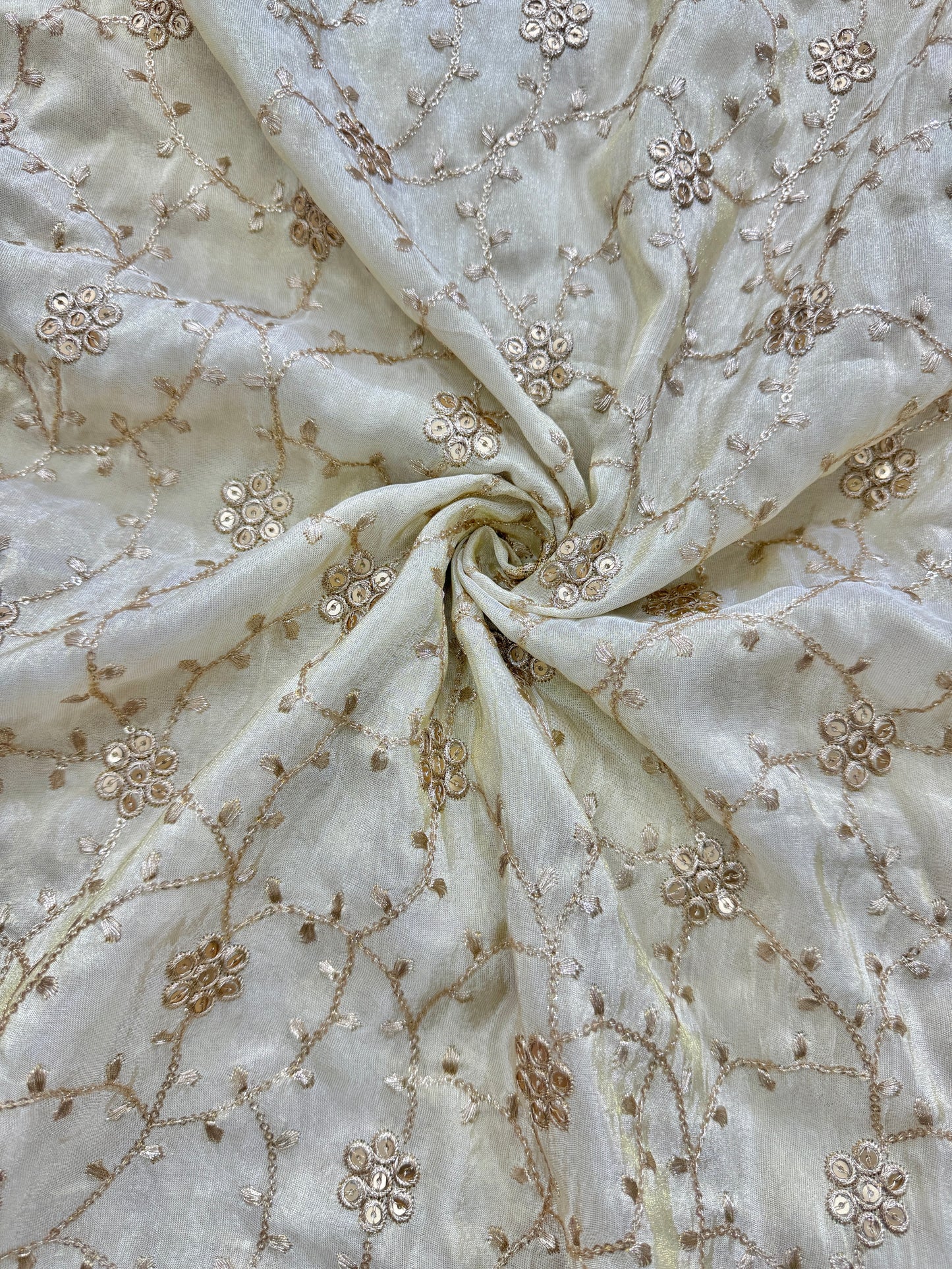 Zari Tissue Embroidery 44 inch width( dyble )