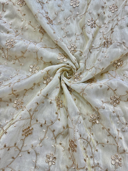 Zari Tissue Embroidery 44 inch width( dyble )