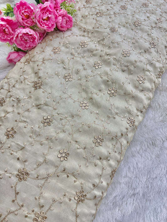 Zari Tissue Embroidery 44 inch width( dyble )