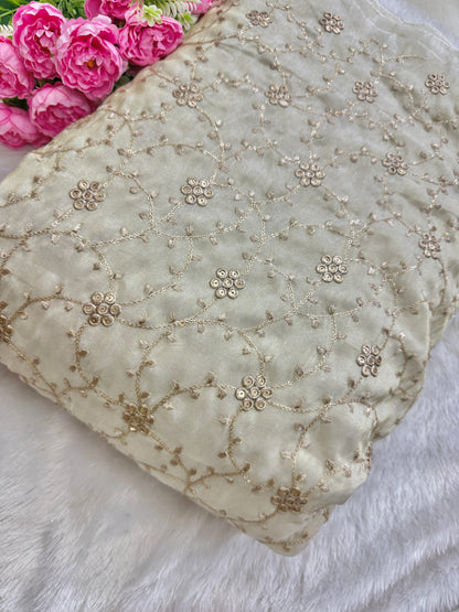 Zari Tissue Embroidery 44 inch width( dyble )
