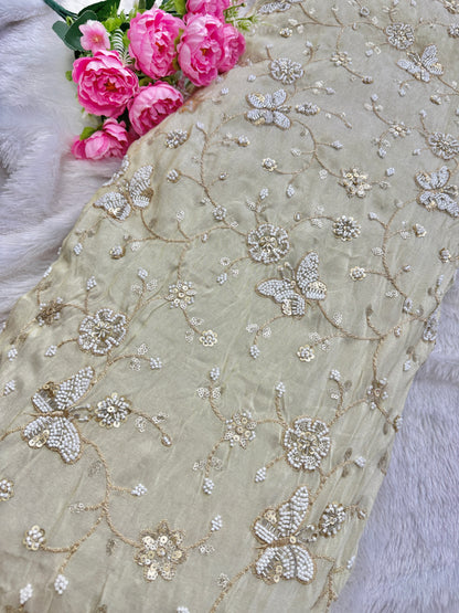 Pure Zari Tissue Handwork Embriodery 44 Inch width