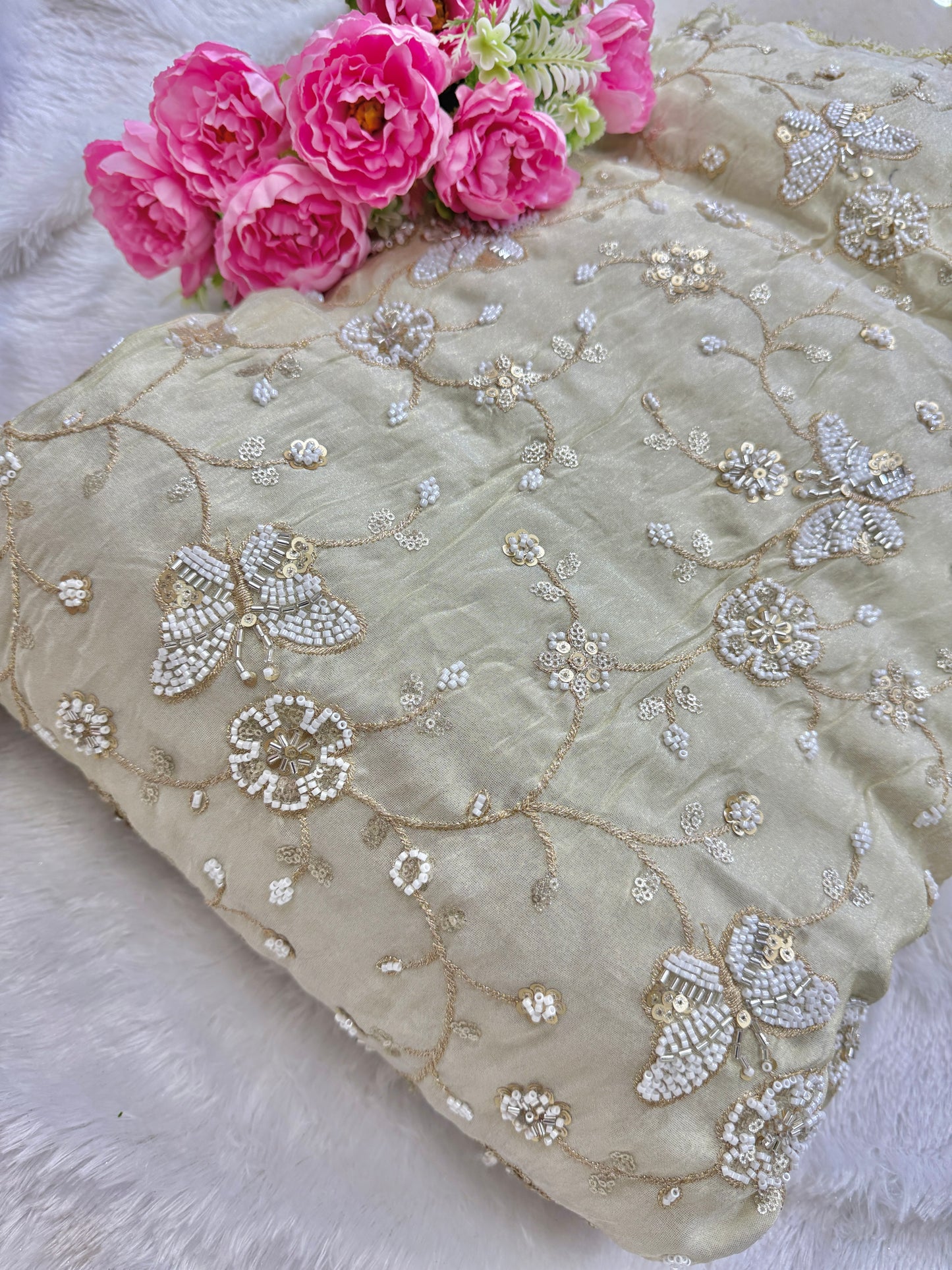Pure Zari Tissue Handwork Embriodery 44 Inch width