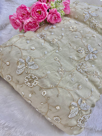 Pure Zari Tissue Handwork Embriodery 44 Inch width
