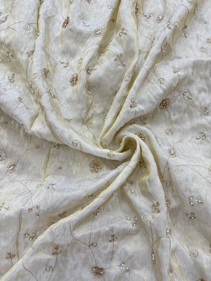 Pure Zari Tissue Handwork Embroidery 48 Inch wdith