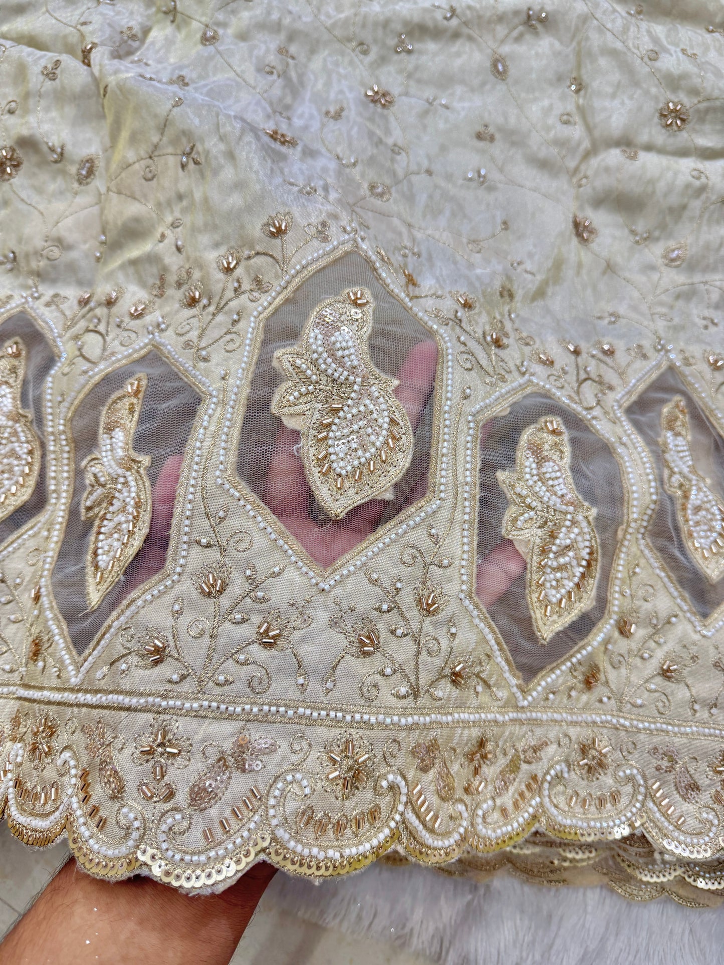 Pure Zari Tissue Handwork Embroidery 48 Inch wdith