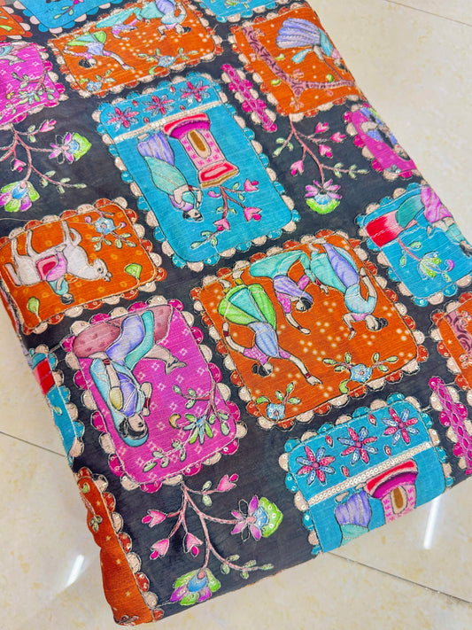 😍PURE CHENON WITH POSITION PRINT👸🤴 RAJA RANI DESIGN 44-45 WIDTH. #5