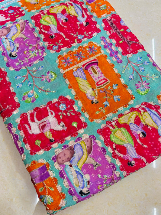 😍PURE CHENON WITH POSITION PRINT👸🤴 RAJA RANI DESIGN 44-45 WIDTH. #8