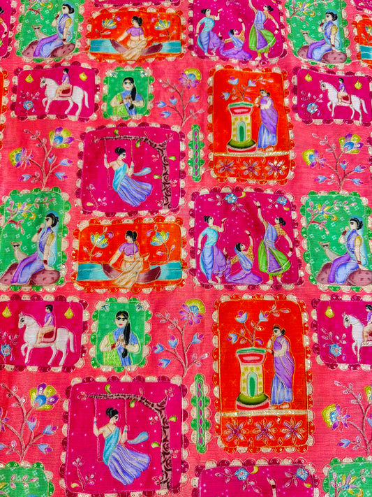 😍PURE CHENON WITH POSITION PRINT👸🤴 RAJA RANI DESIGN 44-45 WIDTH. #10