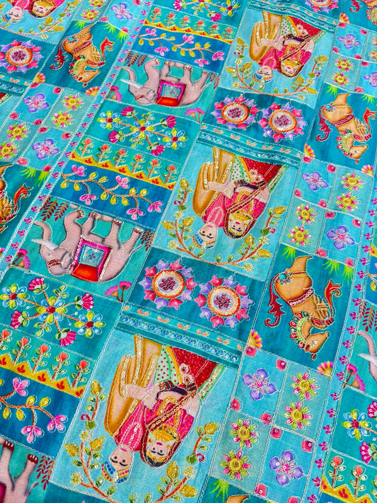 😍PURE CHENON WITH POSITION PRINT👸🤴 RAJA RANI DESIGN 44-45 WIDTH. #13