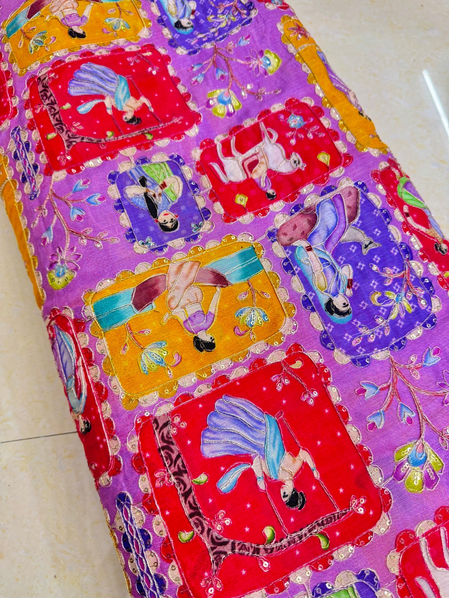 😍CHÈNE PUR AVEC IMPRIMÉ POSITIONNEL 👸🤴 DESIGN RAJA RANI LARGEUR 44-45. #17