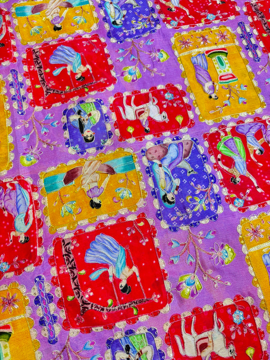 😍PURE CHENON WITH POSITION PRINT👸🤴 RAJA RANI DESIGN 44-45 WIDTH. #19