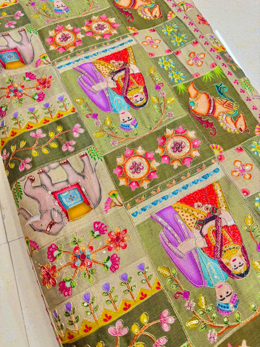 😍PURE CHENON WITH POSITION PRINT👸🤴 RAJA RANI DESIGN 44-45 WIDTH. #22