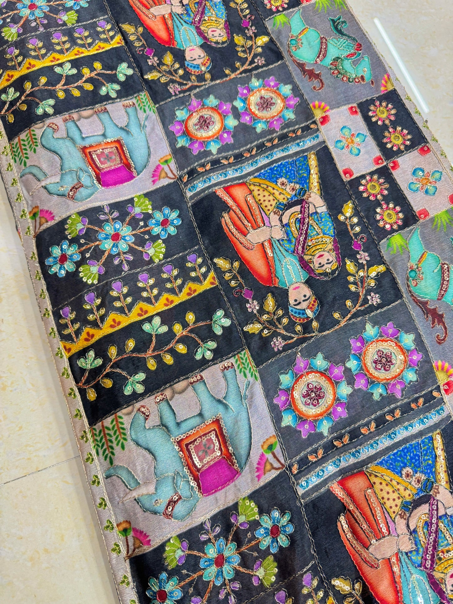 😍CHÈNON PUR AVEC IMPRIMÉ POSITIONNEL👸🤴 DESIGN RAJA RANI LARGEUR 44-45. #25