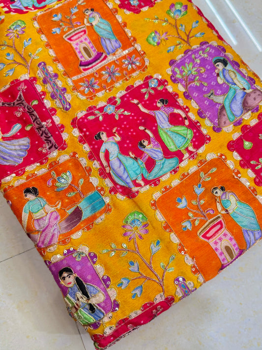 😍PURE CHENON WITH POSITION PRINT👸🤴 RAJA RANI DESIGN 44-45 WIDTH. #30