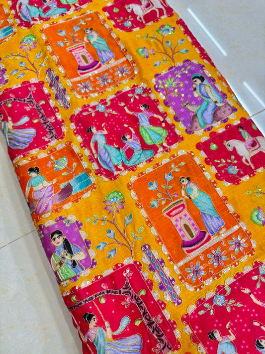 😍PURE CHENON WITH POSITION PRINT👸🤴 RAJA RANI DESIGN 44-45 WIDTH. #29