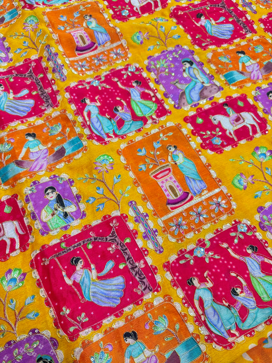 😍PURE CHENON WITH POSITION PRINT👸🤴 RAJA RANI DESIGN 44-45 WIDTH. #31