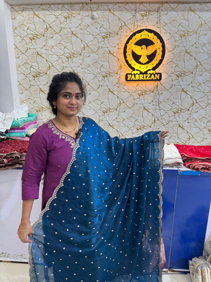 🥻👗Space silk fabrics with 2 side border 44-45 width