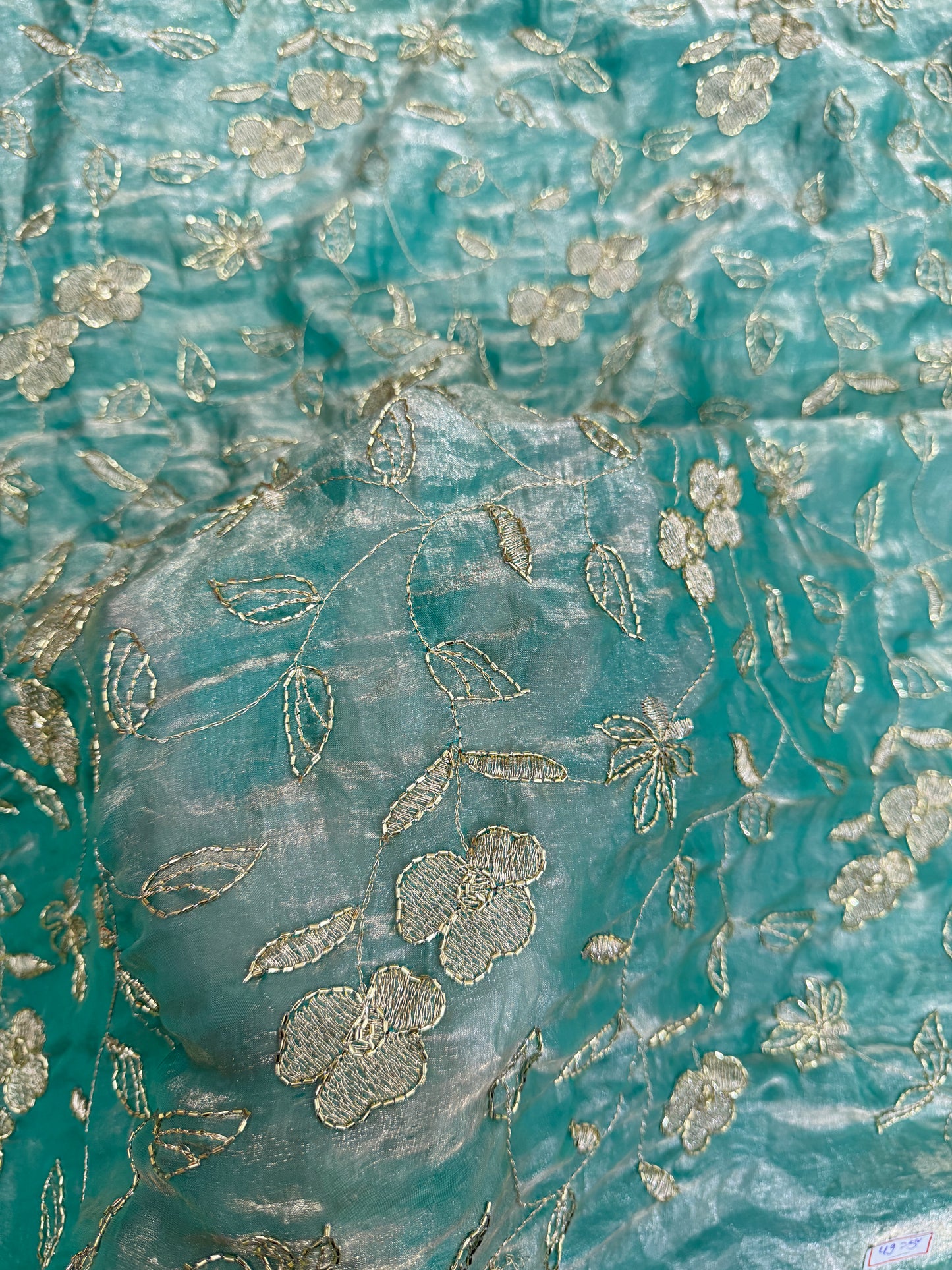 🥻👗BEAUTIFUL GLASS TISSU WITH ALLOVER BEATS WORK 44-45WIDTH - Design 5