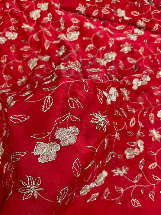 🥻👗BEAUTIFUL GLASS TISSU WITH ALLOVER BEATS WORK 44-45WIDTH - Design 1