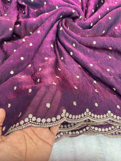 🥻👗Space silk fabrics with 2 side border 44-45 width