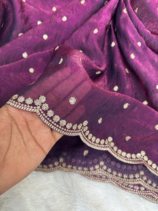 🥻👗Space silk fabrics with 2 side border 44-45 width