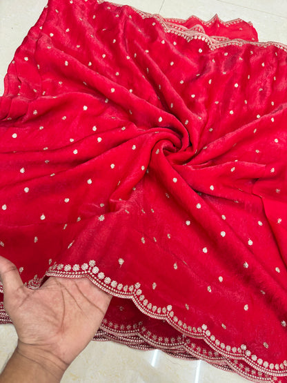 🥻👗Space silk fabrics with 2 side border 44-45 width