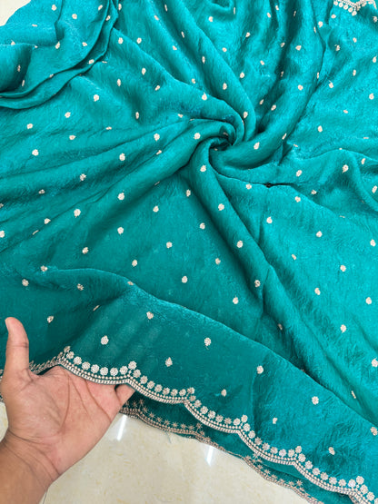 🥻👗Space silk fabrics with 2 side border 44-45 width