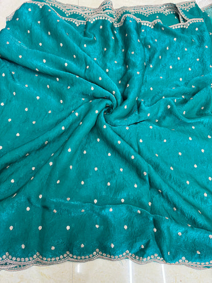 🥻👗Space silk fabrics with 2 side border 44-45 width