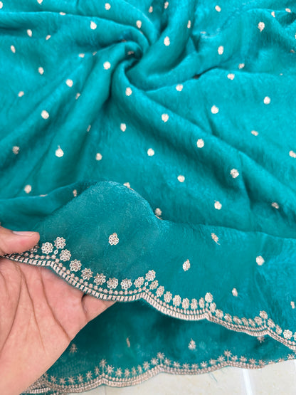 🥻👗Space silk fabrics with 2 side border 44-45 width