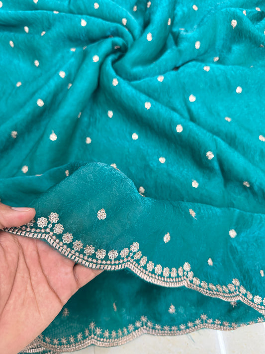 🥻👗Space silk fabrics with 2 side border 44-45 width