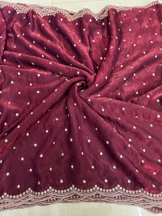 🥻👗Space silk fabrics with 2 side border 44-45 width
