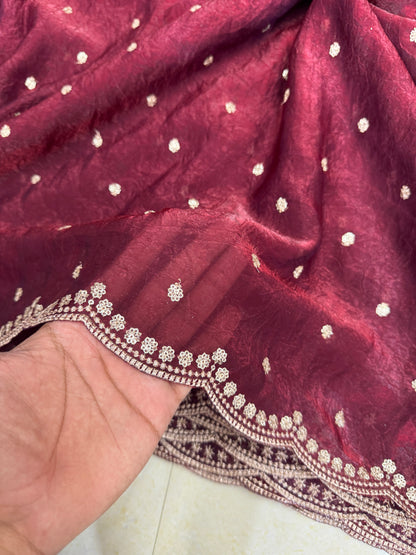 🥻👗Space silk fabrics with 2 side border 44-45 width