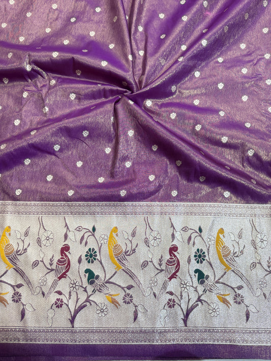 Paitanick Desing border with tissu fabric 44-45 width dark purple