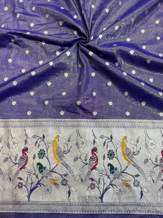 Paitanick Desing border with tissu fabric 44-45 width blue